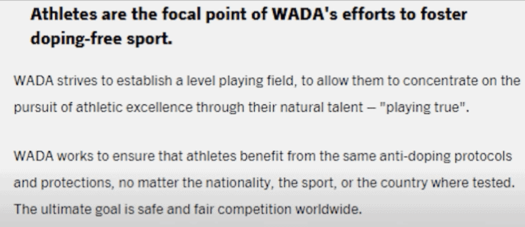 Extrait du site de WADA
